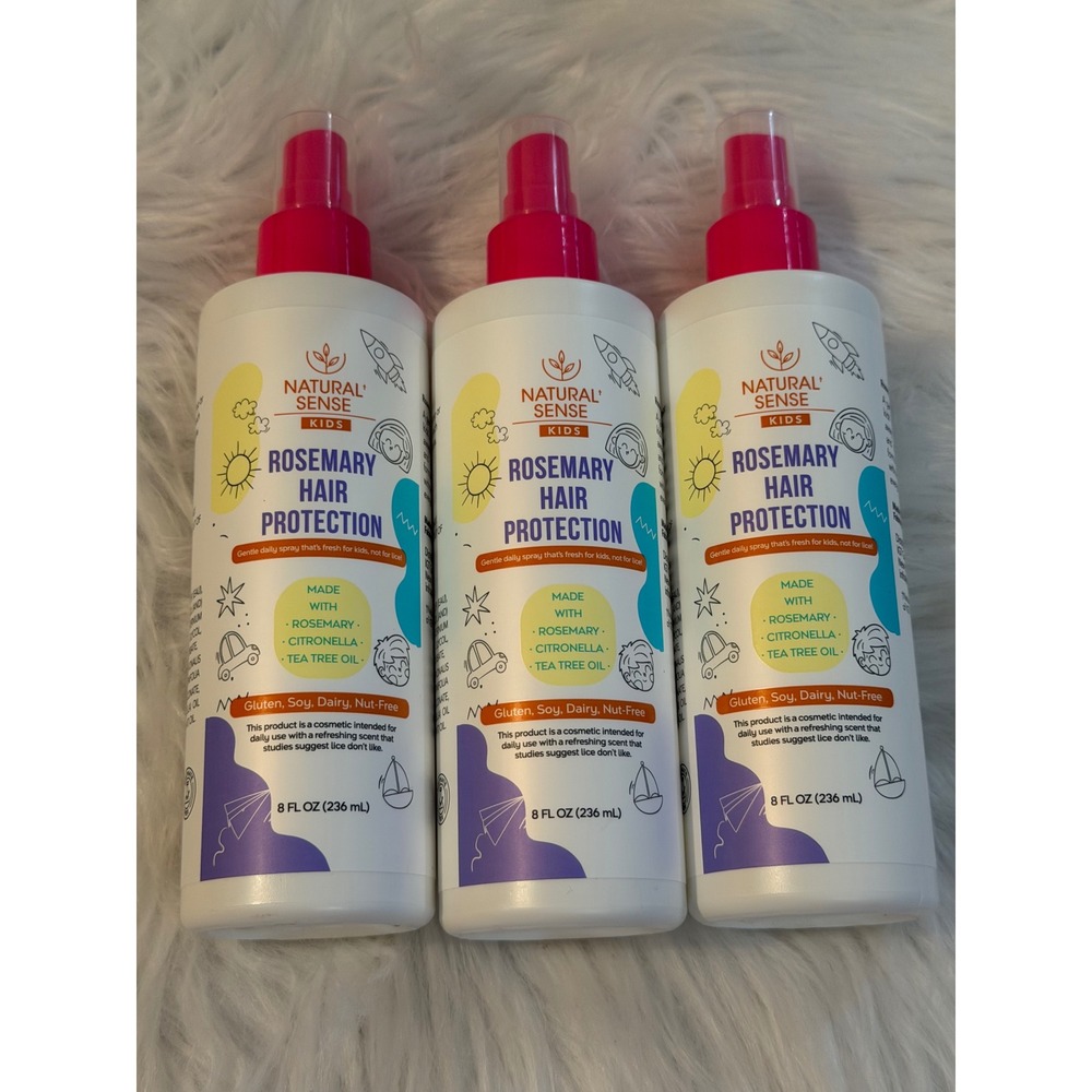 Natural Sense Kids Rosemary Hair Protection Spray 8oz 3 Pack Lice Prevention